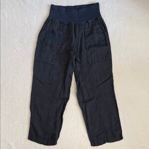 Inizio | Linen Cotton Blend Magic Capri Pant Made in Italy Navy Blue (S)